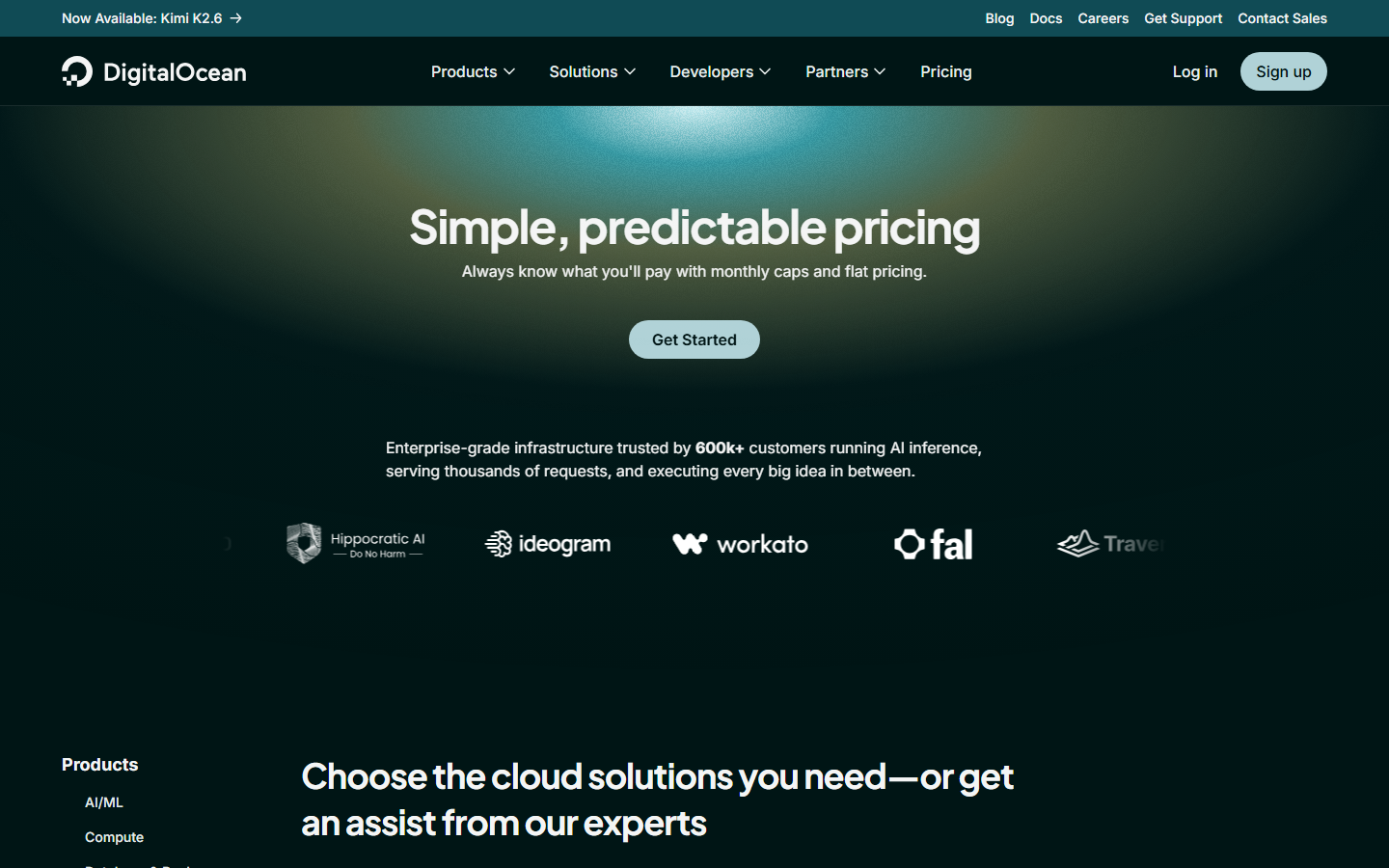 digitalocean pricing page screenshot