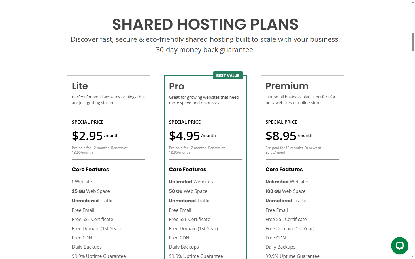 GreenGeeks Pricing Plans