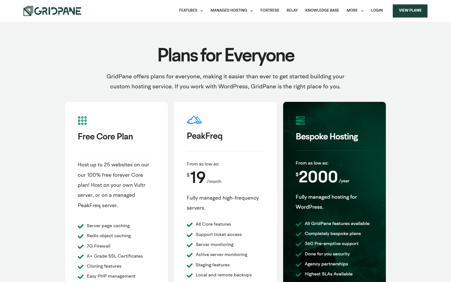 GridPane pricing page screenshot