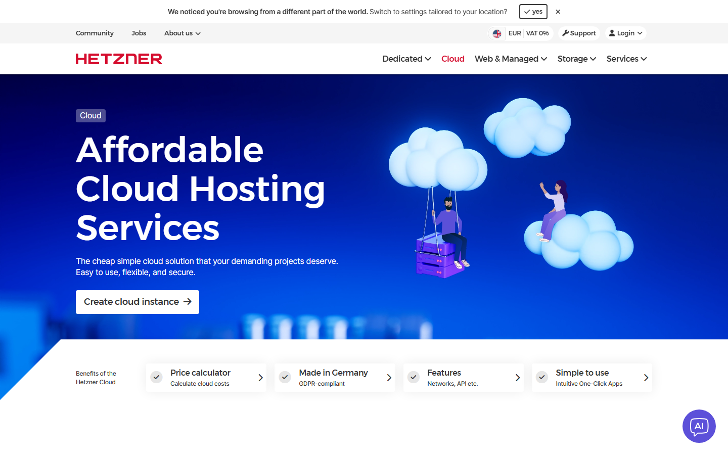 hetzner pricing page screenshot