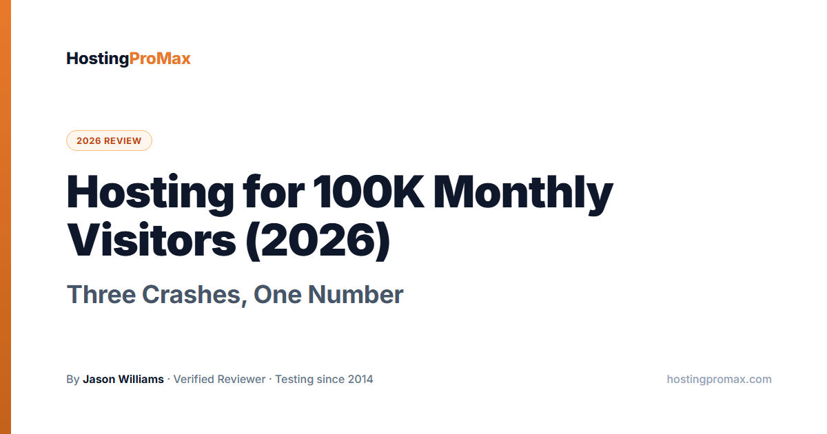 Hosting for 100K Monthly Visitors (2026): Three Crashes, One Number