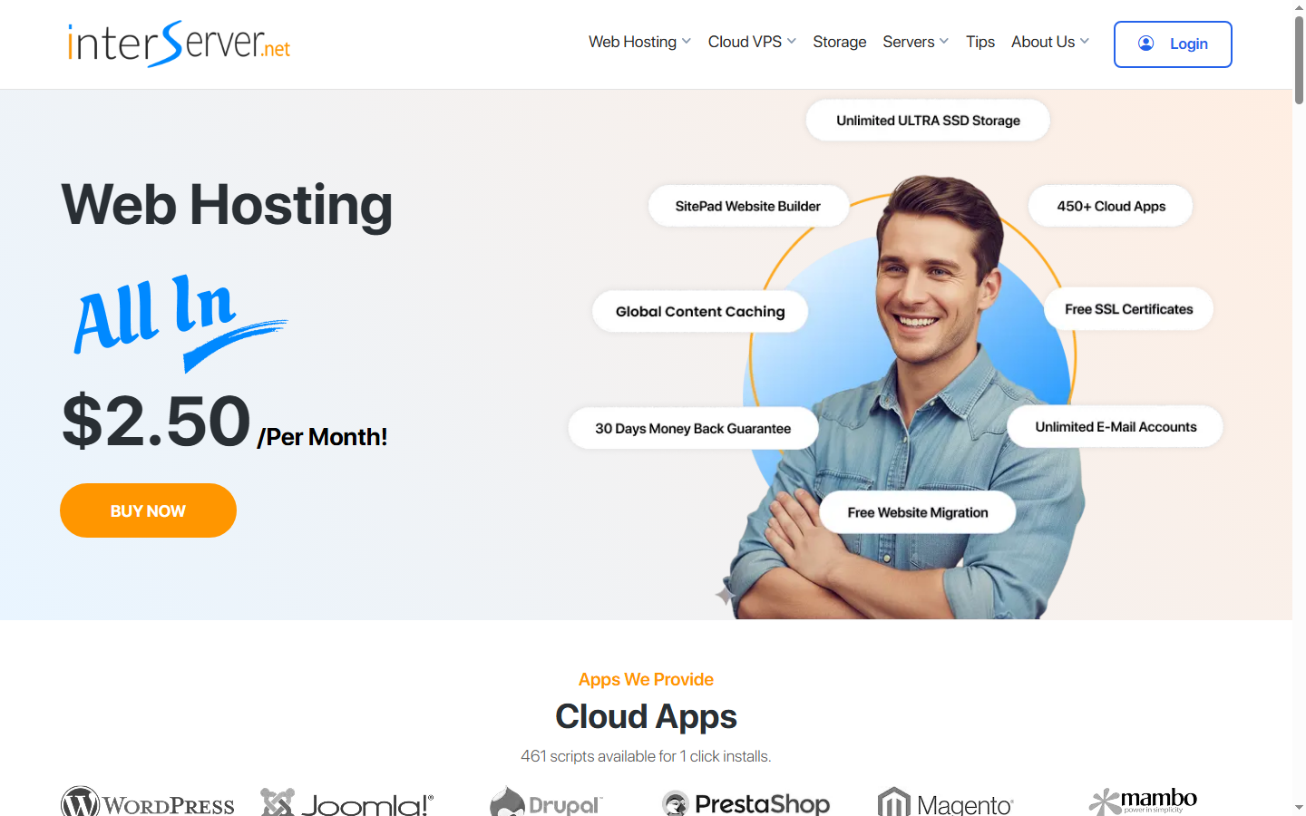 InterServer Pricing Plans — Official Website Screenshot