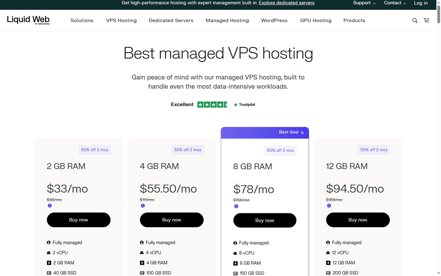 Liquid Web Pricing Plans — Official Website Screenshot