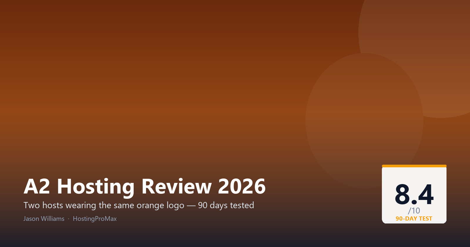 A2 Hosting Review 2026 — Two hosts wearing the same orange logo, 90 days tested