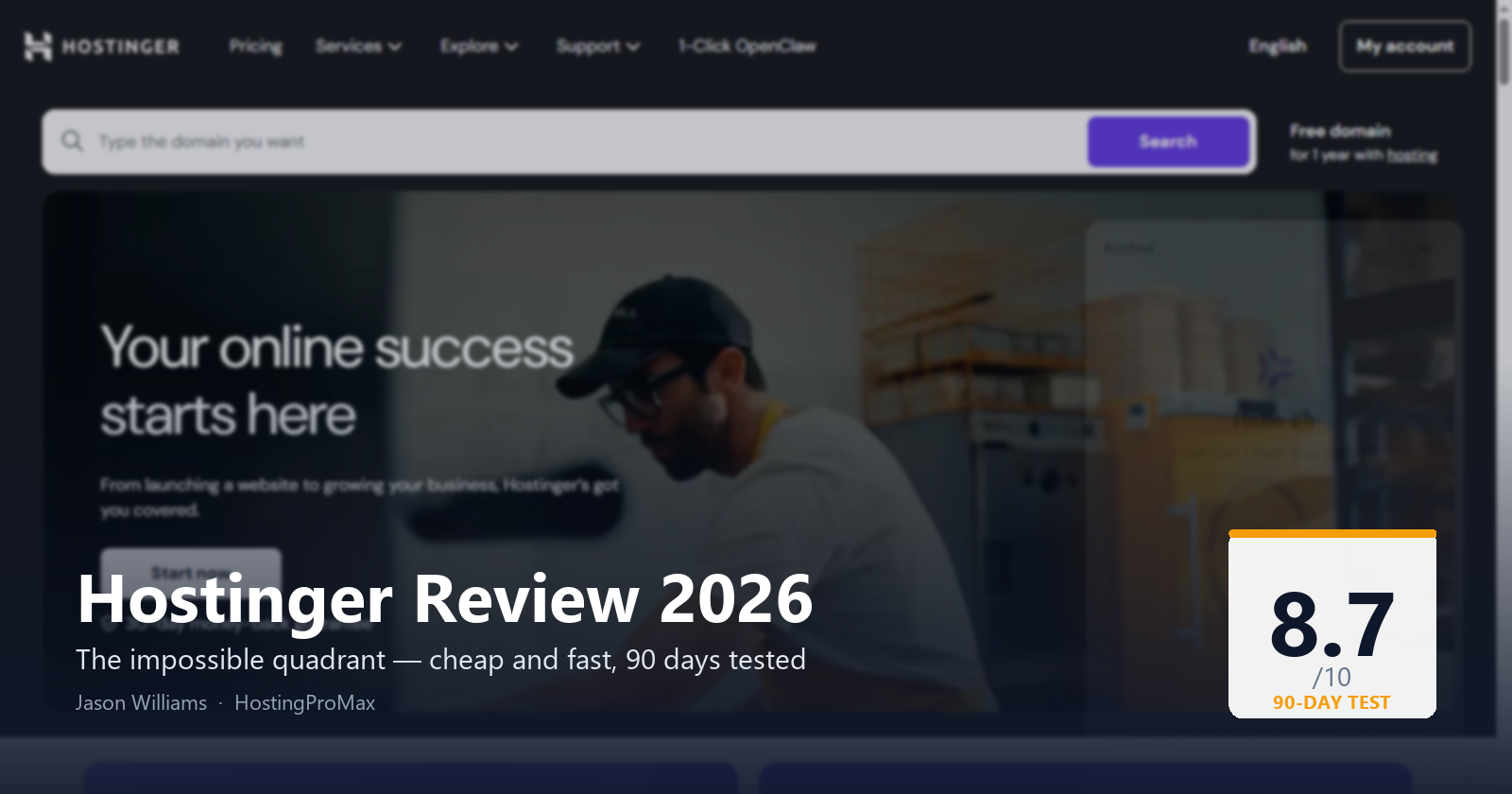 Hostinger Review 2026 — The impossible quadrant: cheap and fast, 90 days tested