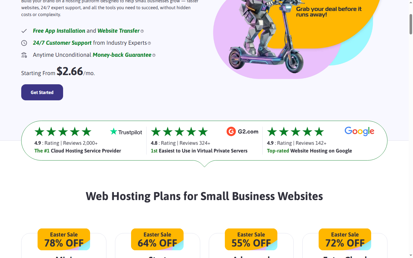 ScalaHosting Pricing Plans — Official Website Screenshot